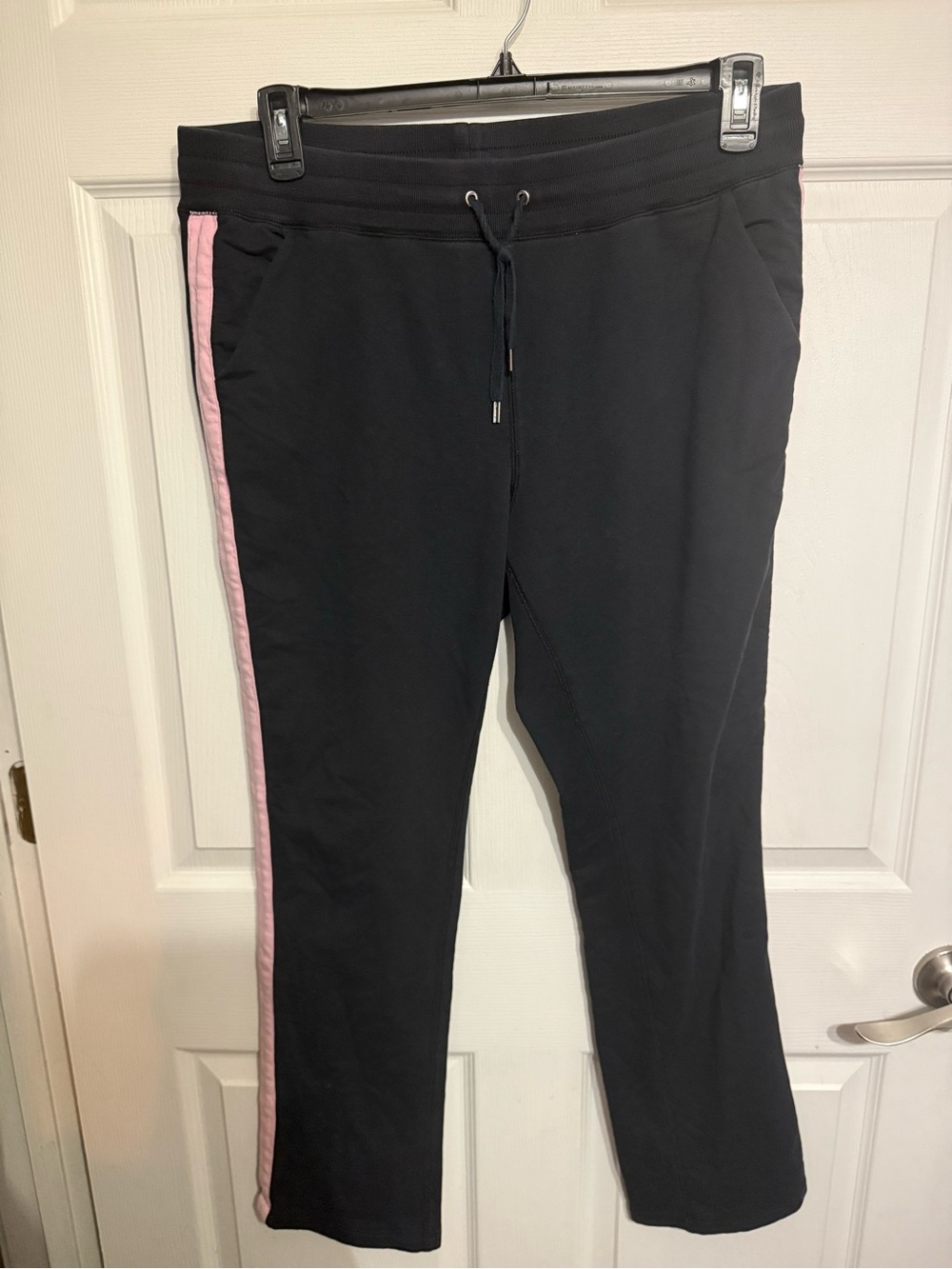 Woman’s Black Jogger Pants with Pink Side Stripe by Ralph Lauren